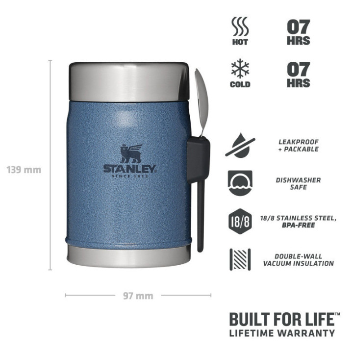 STANLEY Termoska jídelní 400 ml se lžící/vidličkou Hammertone Lake modrá