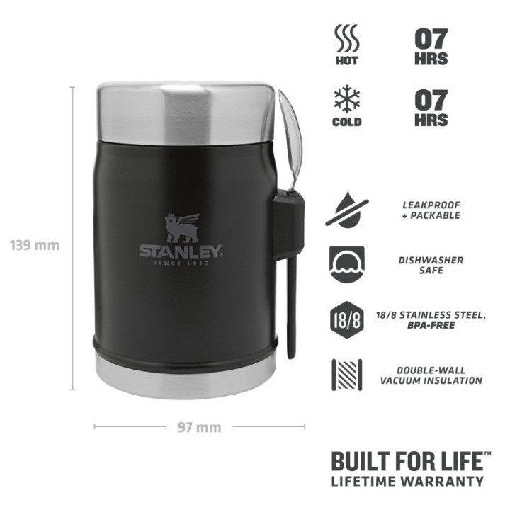 STANLEY Termoska jídelní 400 ml se lžící/vidličkou černá mat