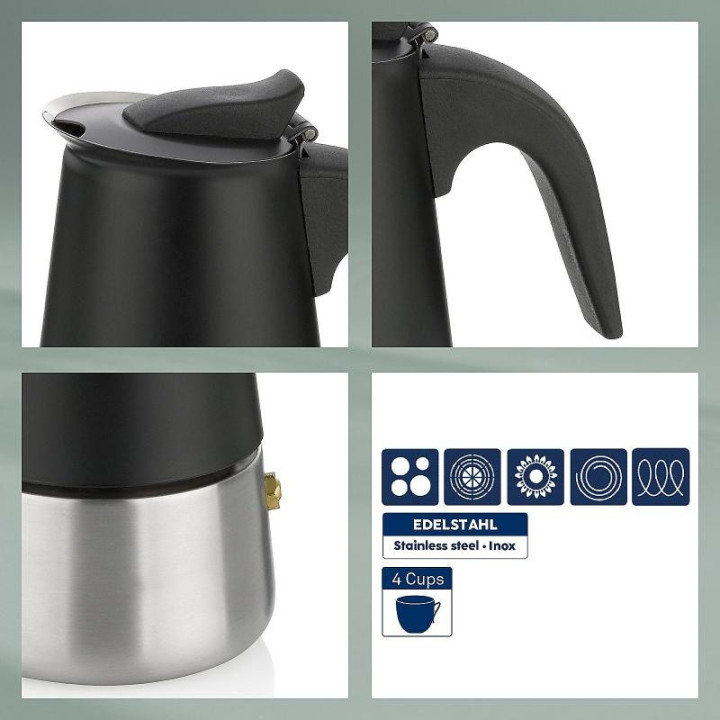 Konvice na espresso Ferrara nerez černá 200 ml
