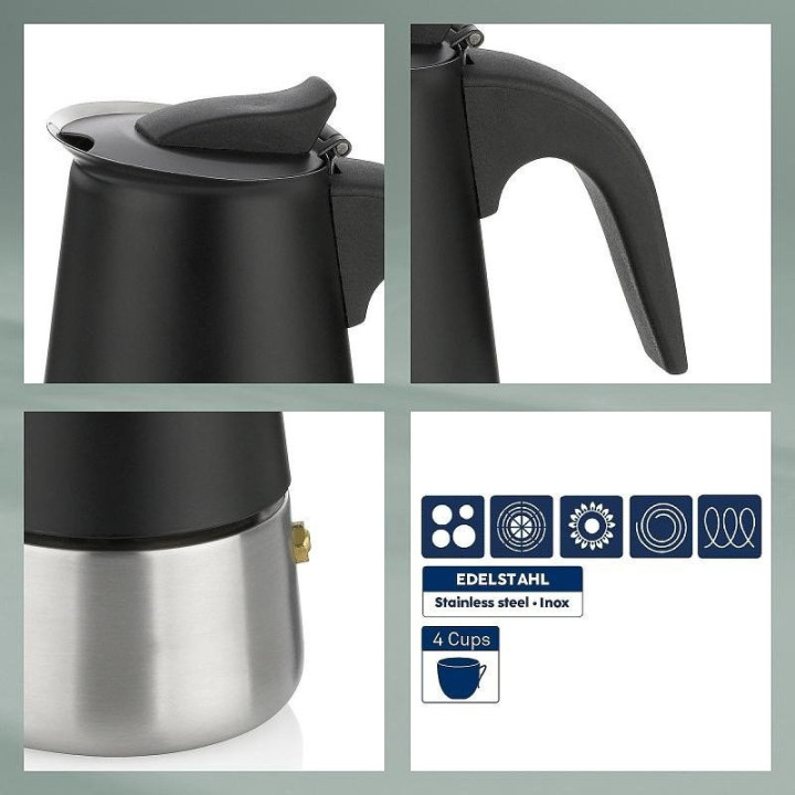 Konvice KELA na espresso Ferrara nerez černá, 300 ml